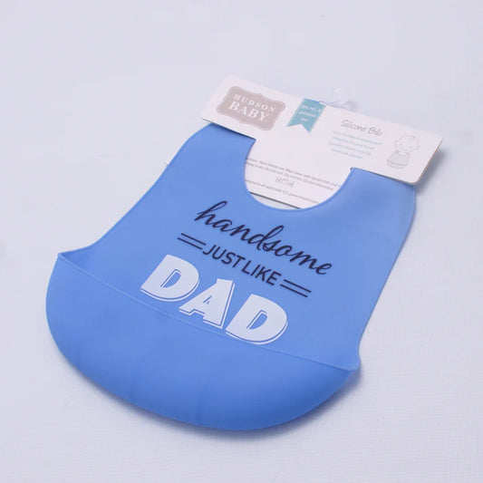 Hudson Baby Silicon Imported Baby Bib Blue Handsome Just Like Dad