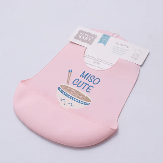 Hudson Baby Silicon Imported Baby Bib Pink Miso Cute