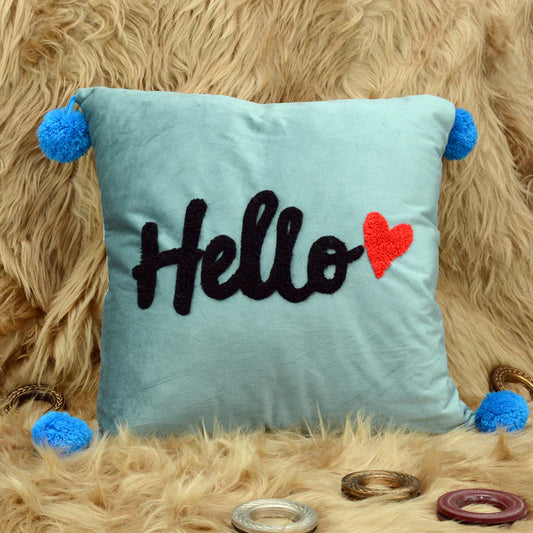 Soft Velvet Embroidered Hello Luxury Cushion