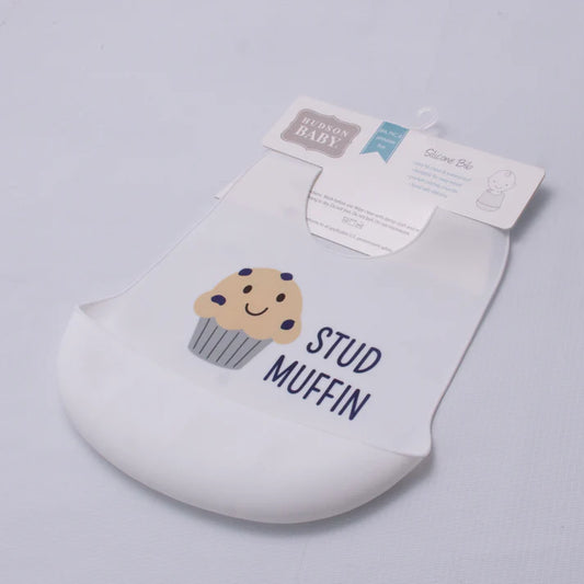 Hudson Baby Silicon Imported Baby Bib White Stud Muffin