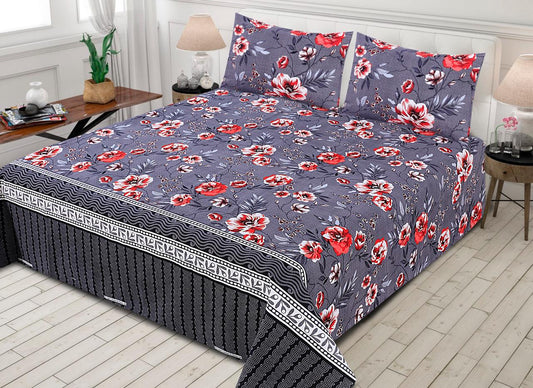 LUXURY KING SIZE CRYSTAL COTTON PRINTED 3PC BEDSHEET