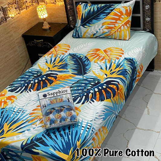 LUXURY SINGLE PAIR PURE COTTON PRINTED 4PC BEDSHEET