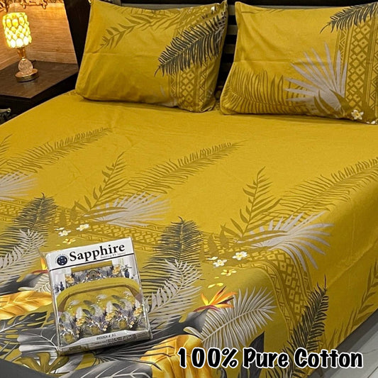 LUXURY KING SIZE PURE COTTON PRINTED 3PC BEDSHEET