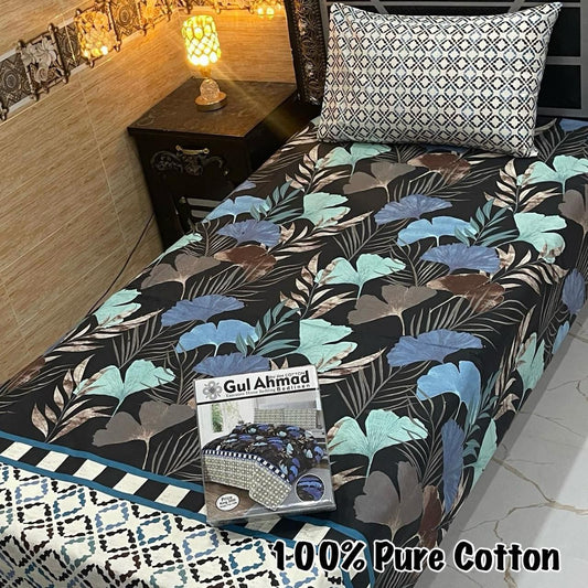 LUXURY SINGLE PAIR PURE COTTON PRINTED 4PC BEDSHEET