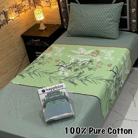 LUXURY SINGLE PAIR PURE COTTON PRINTED 4PC BEDSHEET