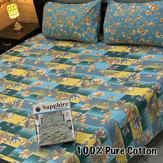 LUXURY KING SIZE PURE COTTON PRINTED 3PC BEDSHEET