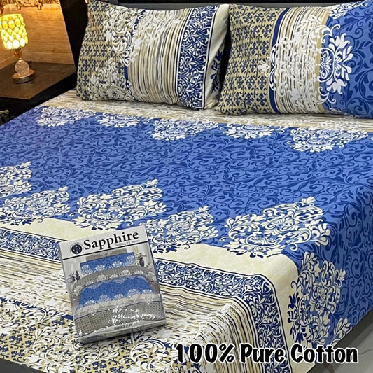 LUXURY KING SIZE PURE COTTON PRINTED 3PC BEDSHEET