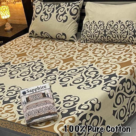 LUXURY KING SIZE PURE COTTON PRINTED 3PC BEDSHEET