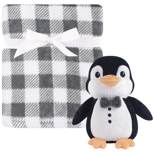 Hudson Baby - Plush Blanket with Plush Toy Set Penguin