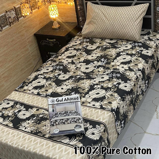 LUXURY SINGLE PAIR PURE COTTON PRINTED 4PC BEDSHEET