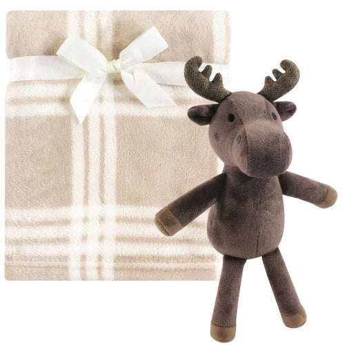 Hudson Baby - Plush Blanket with Plush Toy Set Modern Moose