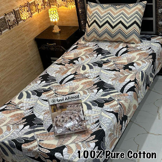 LUXURY SINGLE PAIR PURE COTTON PRINTED 4PC BEDSHEET