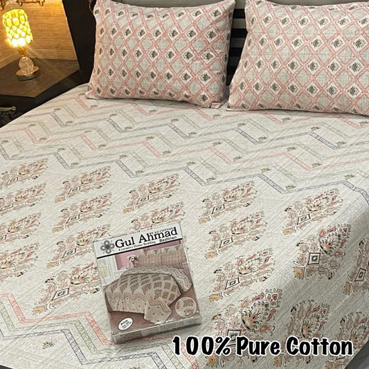 LUXURY KING SIZE PURE COTTON PRINTED 3PC BEDSHEET