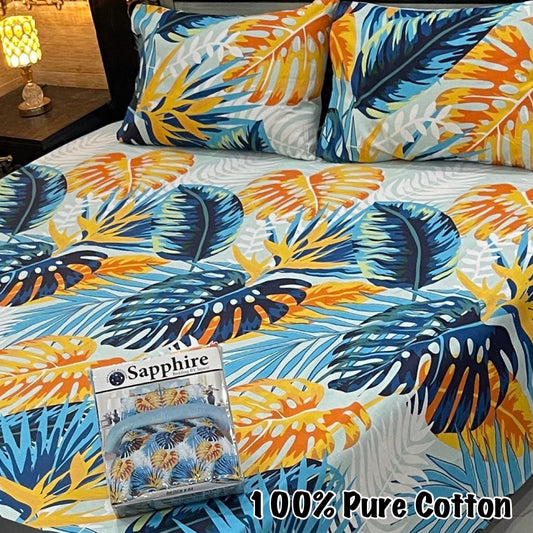 LUXURY KING SIZE PURE COTTON PRINTED 3PC BEDSHEET