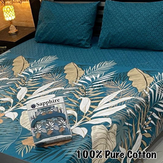 LUXURY KING SIZE PURE COTTON PRINTED 3PC BEDSHEET