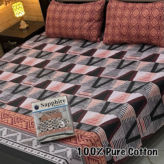 LUXURY KING SIZE PURE COTTON PRINTED 3PC BEDSHEET