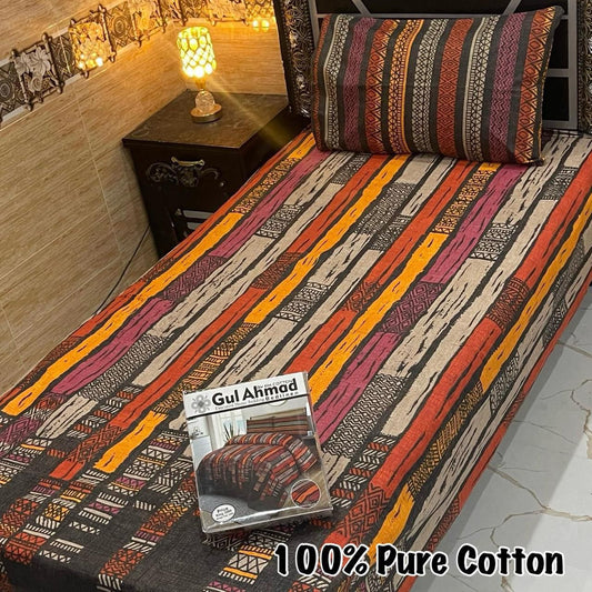 LUXURY SINGLE PAIR PURE COTTON PRINTED 4PC BEDSHEET