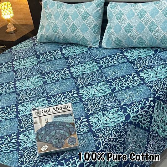 LUXURY KING SIZE PURE COTTON PRINTED 3PC BEDSHEET