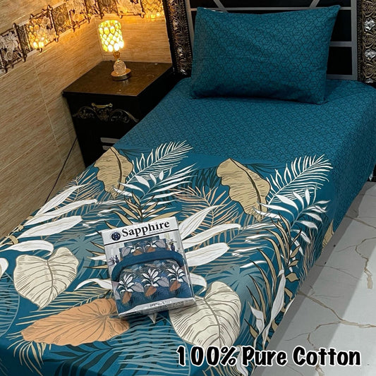 LUXURY SINGLE PAIR PURE COTTON PRINTED 4PC BEDSHEET