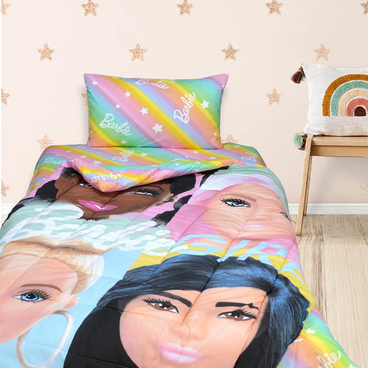 BARBIE - Exports Cotton Kids Printed Comforter Set 3 Piece