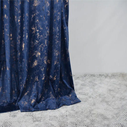 BLUE - Imported Leather Velvet Curtain Pair