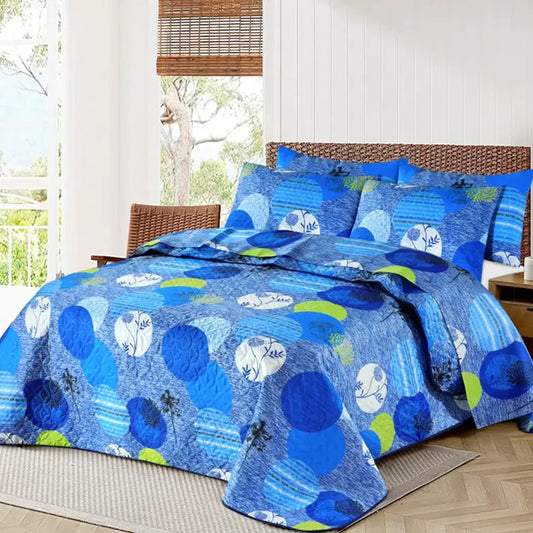 Ultrasonic Micro Fiber Bed Spread Blue Circle