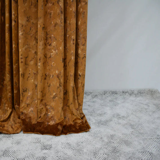 BROWN - Imported Leather Velvet Curtain Pair