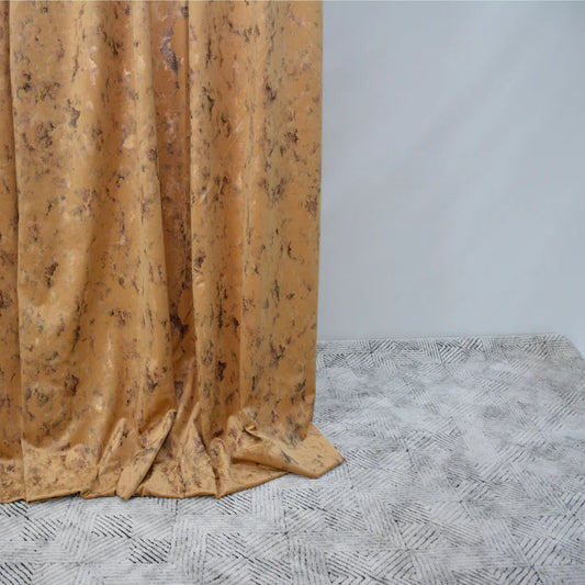 GOLD - Imported Leather Velvet Curtain Pair