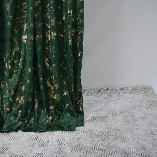 GREEN - Imported Leather Velvet Curtain Pair