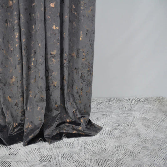 GREY - Imported Leather Velvet Curtain Pair