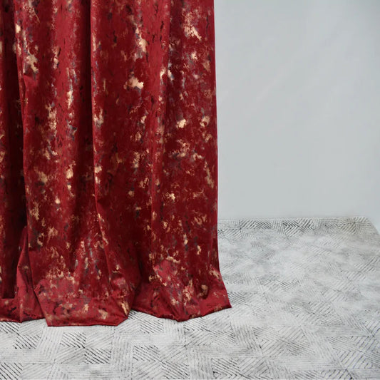 RED - Imported Leather Velvet Curtain Pair