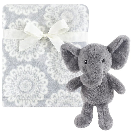 Hudson Baby - Plush Blanket with Plush Toy Set Snuggly Elephant