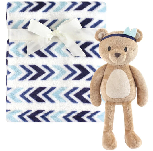 Hudson Baby - Plush Blanket with Plush Toy Set Aztech Bear