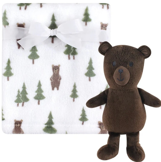 Hudson Baby - Plush Blanket with Plush Toy Set Forest Bear