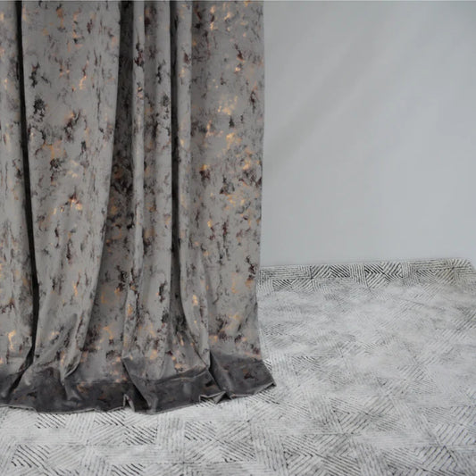 SILVER - Imported Leather Velvet Curtain Pair