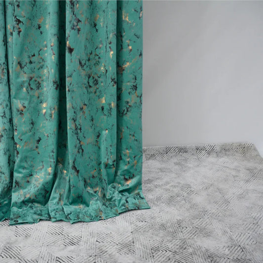 TEAL - Imported Leather Velvet Curtain Pair