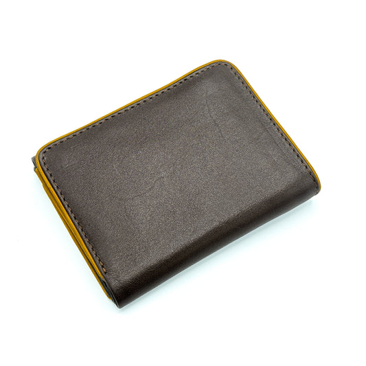 Trifold Brown Wallet - Yellow Stripe