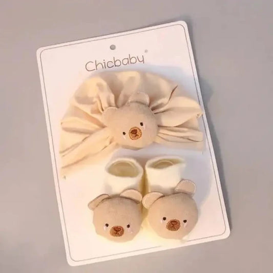 CHICBABY - Turban Cap & Bootie Socks Set