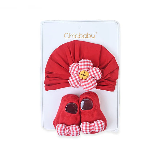 CHICBABY - Turban Cap & Bootie Socks Set