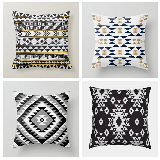 Aztec Black Geometric Cushion Cover Pack of 4