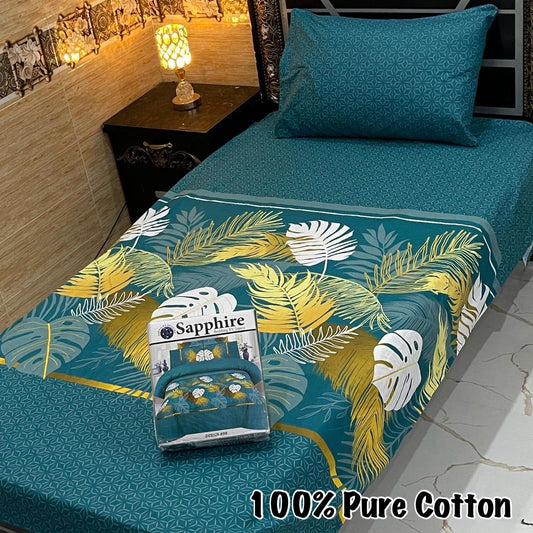 LUXURY SINGLE PAIR PURE COTTON PRINTED 4PC BEDSHEET