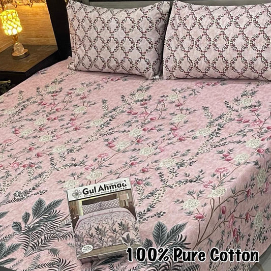 LUXURY KING SIZE PURE COTTON PRINTED 3PC BEDSHEET