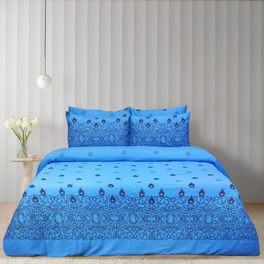 Premium Embroidered Cotton King Bedsheet 5 Piece