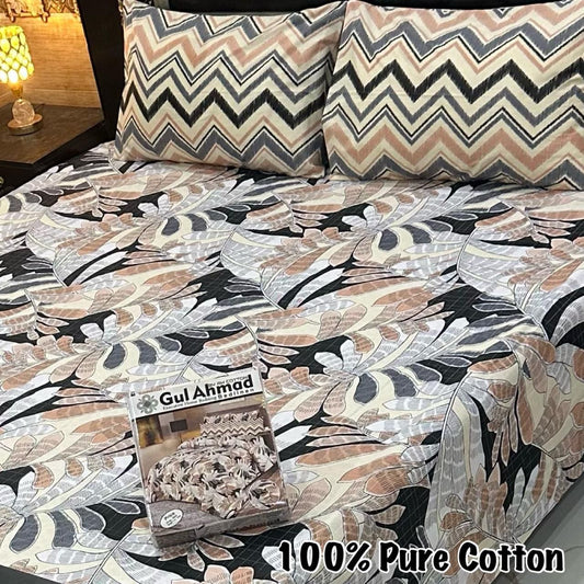 LUXURY KING SIZE PURE COTTON PRINTED 3PC BEDSHEET