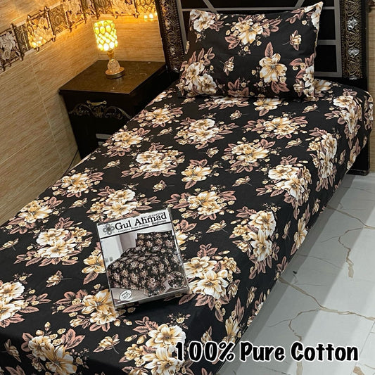 LUXURY SINGLE PAIR PURE COTTON PRINTED 4PC BEDSHEET