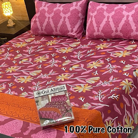 LUXURY KING SIZE PURE COTTON PRINTED 3PC BEDSHEET