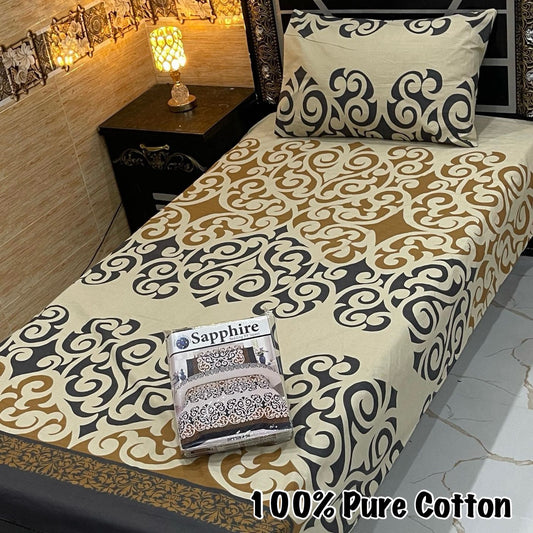 LUXURY SINGLE PAIR PURE COTTON PRINTED 4PC BEDSHEET