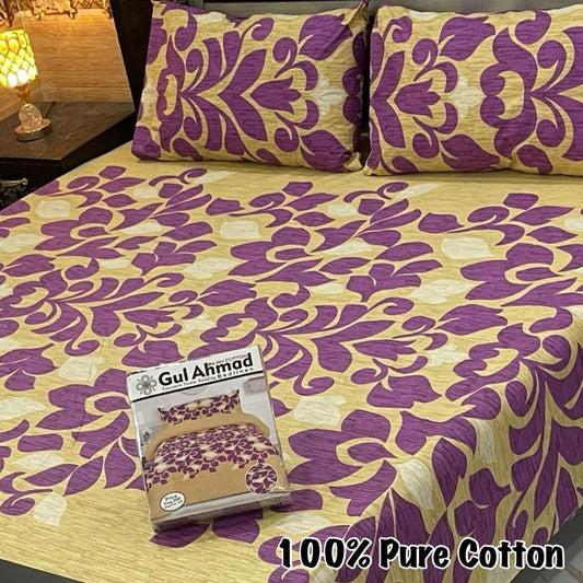 LUXURY KING SIZE PURE COTTON PRINTED 3PC BEDSHEET