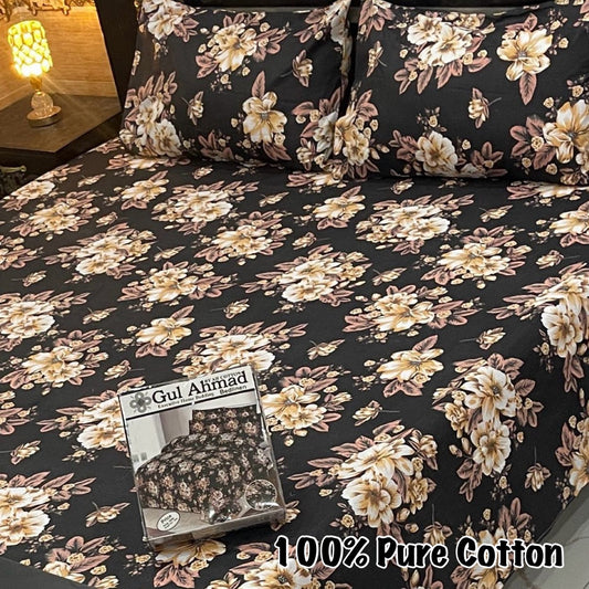 LUXURY KING SIZE PURE COTTON PRINTED 3PC BEDSHEET