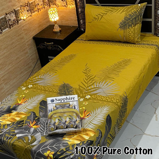 LUXURY SINGLE PAIR PURE COTTON PRINTED 4PC BEDSHEET